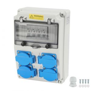 Daromigo R&eacute;partiteur mural avec disjoncteur de c&acirc;ble, distributeur de courant de construction avec 4 prises Schuko et 4 prises CEE 16 A, bo&icirc;tier &eacute;tanche (zhi-ocean, neuf)