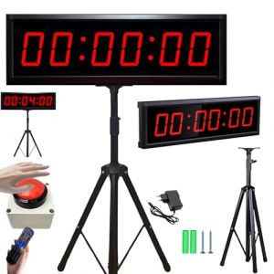 Compte &agrave; Rebours, Chronom&egrave;tre Comp&eacute;tition Jeu Chronom&egrave;tre Sport 2,3 Pouces avec Tr&eacute;pied T&eacute;l&eacute;commande Compte Rebours/Comptage Progressif LED Num&eacute;rique 6 Chiffres Luminosit&eacute; R&eacute;glable 12/24H (Branchez) (attempty, neuf)