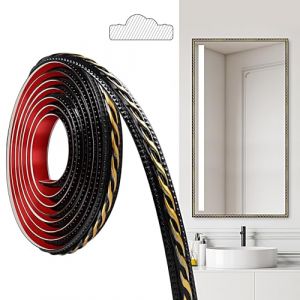 JUNART Moulures en PVC, 300cm&times;2cm, Autocollantes, Pour Plafonds, Moulures Murales Pour Bordures de Murs, Cadres de Miroirs, Plafonds, Plinthes, Armoires(Noir Or) (LINGSheng, neuf)