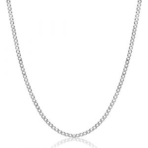 Aka Gioielli® - Collier Homme Femme Argent Fin Sterling 925 Rhodié - Chaîne Maille Gourmette 2.8 mm - Longueur: 70 cm (Aka Gioielli®, neuf)