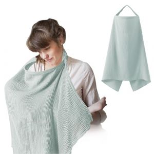 Tablier d'Allaitement, Darryy Couverture d'Allaitement en Coton, Cape Allaitement Bébé, 75 * 95cm, Voile d'Allaitement, Cache Allaitement, Écharpe Allaitement, Respirante, Douce, Multi (Gris) (GFHU, neuf)