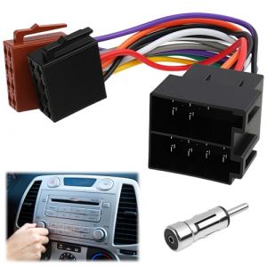 A200, Adaptateur Radio pour Voiture Set Adaptateur Radio Universel, avec Adaptateur d'Antennes DIN ISO Borne 15 et 30, Prolongement et Connecteur pour Installation Facile de Radio de Voiture (XianYuanLian, neuf)
