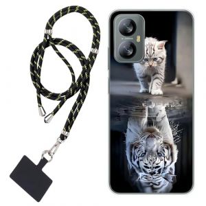 WUACYEAMING Coque pour Blackview A52 Pro,Transparent Doux TPU Silicone Étui pour téléphone Portable Étui Flexible Chat et Tigre Tigre Blanc+1*Universelle Cordon Telephone Portable (WUACYEAMING, neuf)