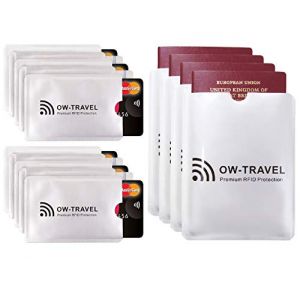 OW-Travel Etui Carte Bancaire Anti Piratage. Porte Carte Antivol Anti RFID.Etui Protection Carte Bancaire sans Contact.Porte Bancaire Anti Piratage(RFID Pochette Carte10+Passeport 4 Argent) (One-Wear Store, neuf)