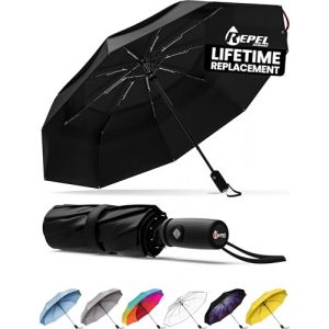 Repel Umbrella Parapluie Pliant Résistant au Vent - Ouverture Automatique Facile - Parapluie Compact et Durable, Armature en Fibre de Verre Solide, Dôme Imperméable – Tient dans un Sac à dos ou à Main (Upper Echelon Products UK, neuf)