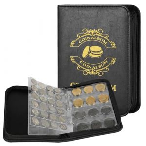 Vicloon 300 Poches Classeur Pieces de Monnaie, 15 Pages Classeur Piece 2 Euros, Album pour Collection de Monnaies avec Fermeture &Eacute;clair, Format Poche 3.5 x 3.5 cm/4.5 x 4.5 cm (HANSBUY, neuf)