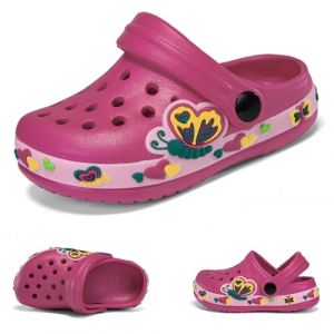 Sabots Mules Enfant Pantoufles &eacute;t&eacute; Respirant Chaussures de Jardin Fille Gar&ccedil;on Dinosaure Sandales de Plage Maison Antid&eacute;rapant Chaussons Rose Rouge EU 27 (Hi-top, neuf)