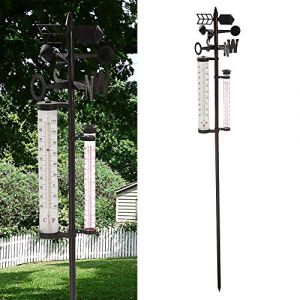 Cepewa Station m&eacute;t&eacute;o de jardin barom&egrave;tre pluviom&egrave;tre thermom&egrave;tre vitesse du vent 150 cm (Ponera, neuf)