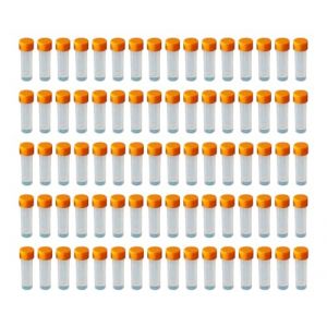 HUAZIZ Lot de 80 Tubes à Essai Gradués 5ml, Orange Cryotubes En Plastique Tubes, Tube de Fiole Congelé en Plastique avec Bouchon à Vis, Flacon Transparent, Tubes à essai en plastique (HUAYUE-EU, neuf)