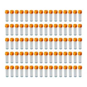 HUAZIZ Lot de 80 Tubes à Essai Gradués 5ml, Orange Cryotubes En Plastique Tubes, Tube de Fiole Congelé en Plastique avec Bouchon à Vis, Flacon Transparent, Tubes à essai en plastique (HUAYUE-EU, neuf)