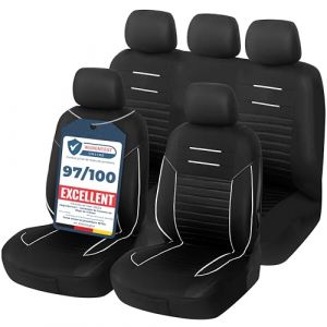 upgrade4cars Housse de Siege Voiture Universelle Noir Blanc | Ensemble de Housses Siège Auto Universel | Couvre Sieges pour Avant et Arrière (upgrade4cars, neuf)