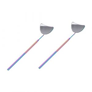 NIYANGLE Lot De 2 Miroirs À Cils Pour Extensions De Cils Professionnels Loupe De Maquillage Miroir À Main Outil De Maquillage Miroir À Main En Acier Inoxydable (Telinei, neuf)