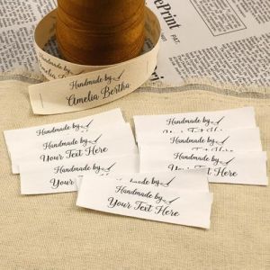 &Eacute;tiquettes Personnalis&eacute;es &Agrave; Coudre, Pli&eacute;es, Rubans Personnalis&eacute;s For V&ecirc;tements, &Eacute;tiquettes Personnalis&eacute;es En Coton Biologique, &Eacute;tiquettes Nominatives En Tissu, Logo Ou Texte(20x50mm) (shengbeidz, neuf)