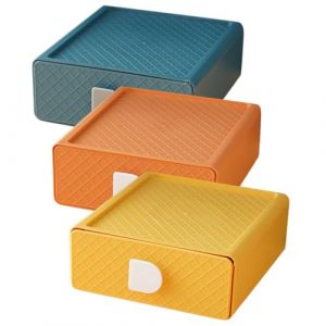 TOYZFRIENDY Lot De 3 Bo&icirc;tes &agrave; Tiroirs De Rangement Compactes En Plastique Orange Mangue, Bleu Calme Et Orange Cr&eacute;puscule Pour Bureau Et Maquillage, &Eacute;tuis Polyvalents Pour &Eacute;tudiants Et Usage Domestique (Muliuin, neuf)