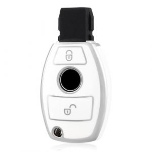OFF WE GO Coque de Cl&eacute; Etui Cles pour Mercedes Benz Boitier Cl&eacute; de Voiture pour Classe A B C CL CLK E M R S SL SLK W169 W245 W202 W203 W208 W209 W210 W211 W164 W251 W220 R171, Blanc Argent (OFF WE GO, neuf)
