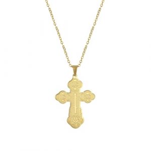 EUEAVAN Collier pendentif croix orthodoxe en acier inoxydable collier pendentif croix classique bijoux amulette orthodoxe russe collier religieux (Croix orthodoxe collier or) (EUEAVAN, neuf)