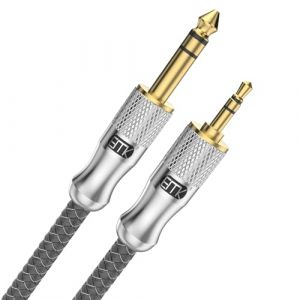 EMK C&acirc;ble st&eacute;r&eacute;o TRS 1/8" vers 1/4" TRS 6,35 mm vers 3,5 mm m&acirc;le vers m&acirc;le en nylon tress&eacute; compatible avec amplificateur, guitare, clavier, piano, home cin&eacute;ma, table de mixage, casque (1,2 m) (EMK&reg; FR, neuf)