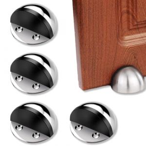 4 Pièces Arrêts de Portes,Arrêts et Butées de Porte en Acier Inoxydable, Bloque Porte Sol Adhesive avec Pare-Chocs en Caoutchouc pour Protéger Portes, Murs, Meubles, avec Vis (Luyi LiDE, neuf)