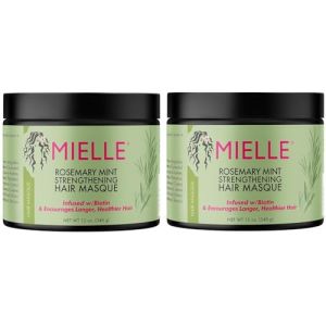 Mielle Masque capillaire fortifiant &agrave; la menthe au romarin, traitement en profondeur &agrave; l'huile essentielle et &agrave; la biotine, r&eacute;paration miracle pour cheveux secs, ab&icirc;m&eacute;s et cr&eacute;pus, 340,2 g (Online Wellness Ltd, neuf)