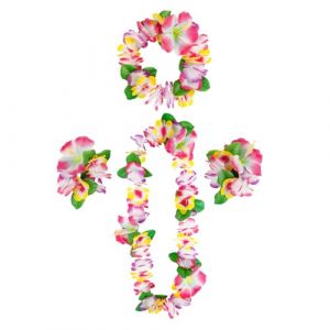Collier Fleurs Hawaien,4 Hawaienne Fête Tropical Luau Hula Décoration Kit,Guirlande Hawaii Leis Bracelet de Flower pour Pool Plage Mariage Anniversaire Deguisement,Rose (YIYUAN-MENG, neuf)