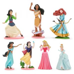 Disney Store Official Ensemble de Figurines Princesses Disney, 7 pièces, avec Mulan, Pocahontas, Merida, Jasmine, Blanche Neige, Aurore et Cendrillon, à partir de 3 Ans (Disney Store FR, neuf)