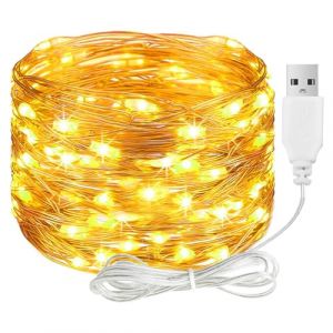 Guirlande lumineuse LED ALEGRE avec USB, 2M 20 LED en fil de cuivre avec connecteur, Guirlande lumineuse &eacute;tanche blanc chaud pour int&eacute;rieur et ext&eacute;rieur, Guirlande lumineuse LED pour DIY, d&eacute;coration (YINGRUI SHOP, neuf)