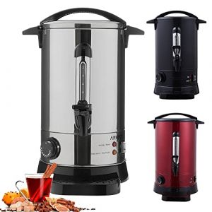 Arebos Distributeur de Boisson Chaudes 950W | Chaudi&egrave;re &agrave; eau 8,8L 40 Tasses | Marmite &agrave; Vin Chaud en Inox | Th&eacute; Caf&eacute; Soupe Dispositif de r&eacute;chauffement |Thermostat | R&eacute;glage de la temp&eacute;rature 30-110&deg;C (AREBOS, neuf)
