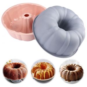 TESSTSY 2 Pi&egrave;ces Moule Kouglof, Moule Cake 25 cm, Moulel Kouglof Silicone, Moules Baba Au Rhum, Moules &agrave; Kouglof, Moul Savarin, Moul &agrave; Kouglof en Silicone, pour G&acirc;teaux, Gel&eacute;e, Pain (XJRMY, neuf)
