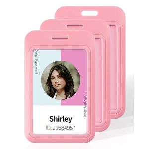 Uniclife Lot de 3 Porte Badges Coulissants en Plastique Rose avec Fen&ecirc;tre Transparente pour Cartes d'identit&eacute; de Bureau Cartes de Cr&eacute;dit Cartes de Proximit&eacute; Permis de Conduire et Laissez Passer (Dinglang, neuf)