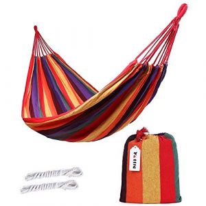 ValueHall extérieur Doux en Coton Tissu hamac brésilien Double Largeur 2 Personne Voyage Camping hamac (Rouge) (WenJie EU, neuf)