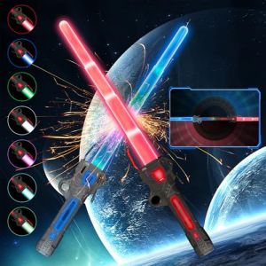 GUBOOM Sabre Laser pour Enfants, 2 Pièces Sabre Lumineux pour Enfants, Epées Laser Télescopiques, 15 Couleurs Changeantes Sabre Lightsaber Jouet avec Son pour Enfants Halloween Cosplay Party (Punchline, neuf)