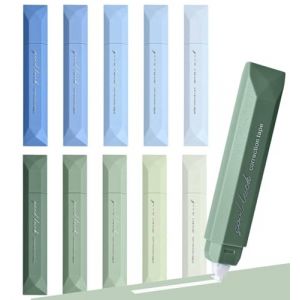 BetterJonny 10 PCS Rubans Correcteurs, 6mx5mm Souris Correcteur Blanc avec Capuchon Protecteur Correcteur Souris Rouleaux de Correction Roller pour Papeterie Fourniture Scolaire (5Vert+5Bleu) (BASICON, neuf)