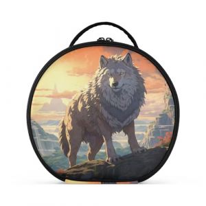 Loup Blanc Cool Créativité Trousse Sac Cosmétique Circulaire de Maquillage Pochette Sacs avec Cloisons Amovibles pour Voyage Filles (HULAHULA, neuf)
