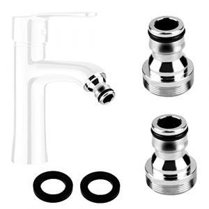 UGBO Adaptateur Robinet Tuyau Arrosage Connecteur Nez de Robinet Laiton M24 Adaptateur Robinet Cuisine pour 2 Pi&egrave;ces et Raccords de Tuyau D'arrosage Rapide Raccord Universel pour Robinet (Argent&eacute;) (dousi, neuf)