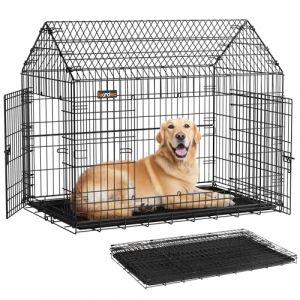 Feandrea Cage pour Chien Pliable, Cage de Transport, 120 x 72,5 x 109 cm, Métal, XXL, Grands Chiens, avec Double Porte, Nettoyage Facile, pour la Maison, la Voiture, Noir d'encre PPD015B01 (SONGMICS HOME FR, neuf)