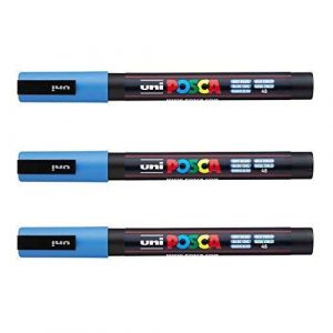 Posca - Marqueurs PC-3 M Uni-Ball - Gamme compl&egrave;te de 40 couleurs disponibles (Lot de 3) bleu ciel (Ponera, neuf)