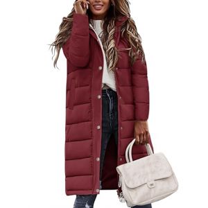Vancavoo Manteau Femme Hiver Doudoune Long Blouson Matelass&eacute;e L&eacute;g&egrave;re Manteaux &agrave; Capuche Chaud Veste Zipp&eacute; Parka Jacket,Bordeaux,M (XT-Direct, neuf)