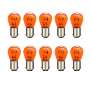 SOFOC-BA15D 21W/5W Camping-Car Bateau Remorque Plafonnier Ampoule Combin&eacute;e Feu de Position/Freins 12V Jaune Ambr&eacute; Double Contact 10Pcs (Sofoc-EU, neuf)