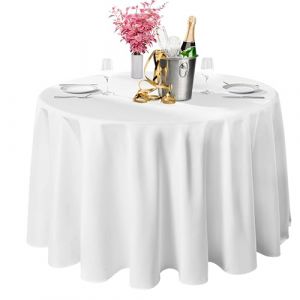 Bea's Party Nappe Ronde Blanche, Nappe Banche Grande Taille, Nappe XXL, Nappe Blanc Tissu, Nappe Elegante, Nappe Blanc pour Mariage, Noel, cocktel (Blanc 300cm) (Bea's Party, neuf)