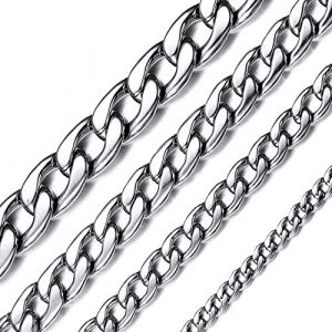 Chaîne Homme Acier 76 cm Inoxydable Maille Cubaine Collier 5 mm Enfant Garçon Fine Chaines Femme pour Pendentif Gourmette Fille Bijoux Cadeau Fête des Pères Papa Noël (ChainsHouse Jewellery, neuf)