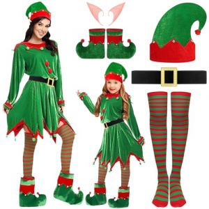 Lets Joy Costume Elfe pour Enfants, Costume Adultes Elfe, Costume de Fête de Noël, Oreilles d'Elfe Chapeau Ceinture, Elfe Accessoires, Costume de Noël Carnaval Fête Cosplay (Taille-160) (LetJoy, neuf)