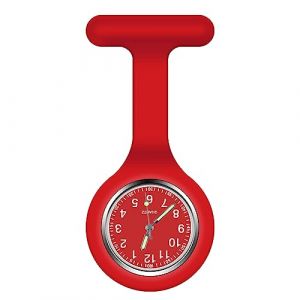 Vicloon Montre à Gousset D'infirmière, Infirmière Montre Broche en Silicone avec Broche pour Infirmières et à Tout Autre Professionnel de la Santé Rouge (BEST-SELLER5, neuf)