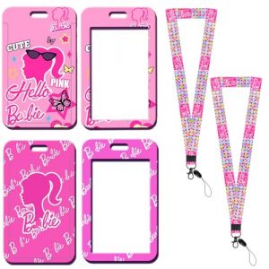 Lot de 2 lani&egrave;res avec porte-badge, porte-cartes, porte-carte d'identit&eacute; transparent et porte-cl&eacute;s, lani&egrave;res pour enfants avec badge pour &eacute;tui, carte d'&eacute;tudiant, t&eacute;l&eacute;phone portable, &eacute;tui pour cartes (Anger_DG, neuf)