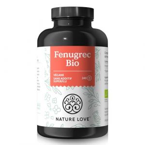 NATURE LOVE® Fenugrec Bio - 240 gélules véganes - hautement dosé à 2600mg par dose journalière (650mg/gélule) - certifié bio - testé en laboratoire, sans additifs indésirables, produit en Allemagne (TauronVentures, neuf)