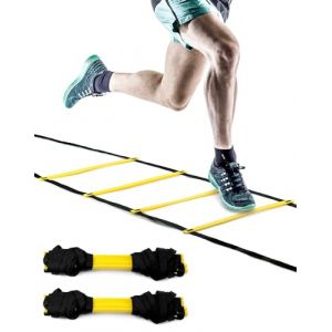 QWORK&reg; 2pcs. &Eacute;chelle d'Agilit&eacute;&Eacute;chelle de Vitesse- 6 M&egrave;tres 12 Echelon &ndash; avec Sac de Transport - Utilis&eacute; pour Entra&icirc;nement de Vitesse et d'Agilit&eacute; (shavinglikes, neuf)
