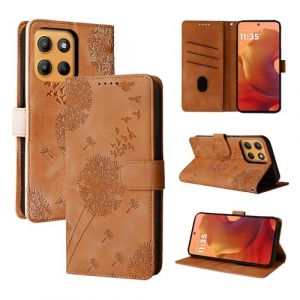 Rostsant Coque Motorola Moto G15/G15 Power Pissenlit Housse en Cuir PU Étui à Fermeture Magnétique Portefeuille Étui à Rabat pour Motorola Moto G15/G15 Power Brun (Huijitong Electronic Technology, neuf)
