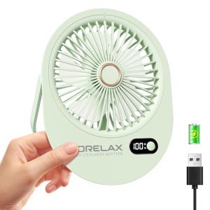 Ventilateur de Bureau Portable Rechargeable, Petit Ventilateur Personnel &agrave; Vent Puissant, 6 Vitesses de Refroidissement, Mini Ventilateur USB Compact Pour Int&eacute;rieur, Ext&eacute;rieur et Bureau (Vert) (TECH COVER SRL, neuf)