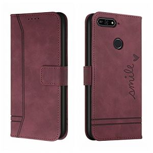 Bravoday Coque pour Huawei Y6 2018 / Y6 Prime 2018 / Honor 7A / Honor 7A Pro, Etui Cuir avec Magnetique, Flip Pochette Housse pour Huawei Y6 2018 Protection, Vin Rouge (Bravoday, neuf)