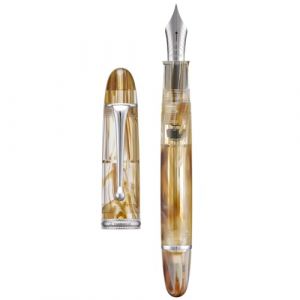 Asvine V800 Stylo-plume &ndash; Syst&egrave;me de remplissage sous vide avec grande capacit&eacute; d&rsquo;encre &ndash; Plume lisse num&eacute;ro 8 extra fine avec &eacute;tui cadeau et cl&eacute; &ndash; Marron Blanc (Eorfa Direct, neuf)