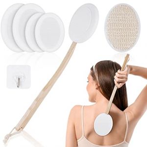 URAQT Brosse de Bain &agrave; Long Manche, 7PCS Applicateur Cr&egrave;me Dos, Brosse de Douche pour Dos de Douche &agrave; Bulles &agrave; Une Touche, Brosse dos Douche pour Exfoliante, Am&eacute;liore la Circulation Sanguine(Blanc) (Petit Wudong, neuf)
